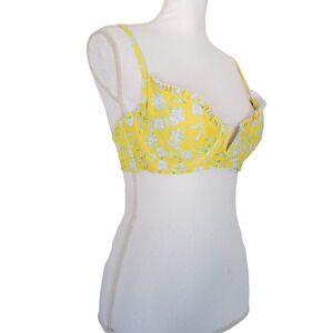 Zaful Women SIZE M Yellow Floral Underwire Adjustable Strap Bikini Top Swimsuit